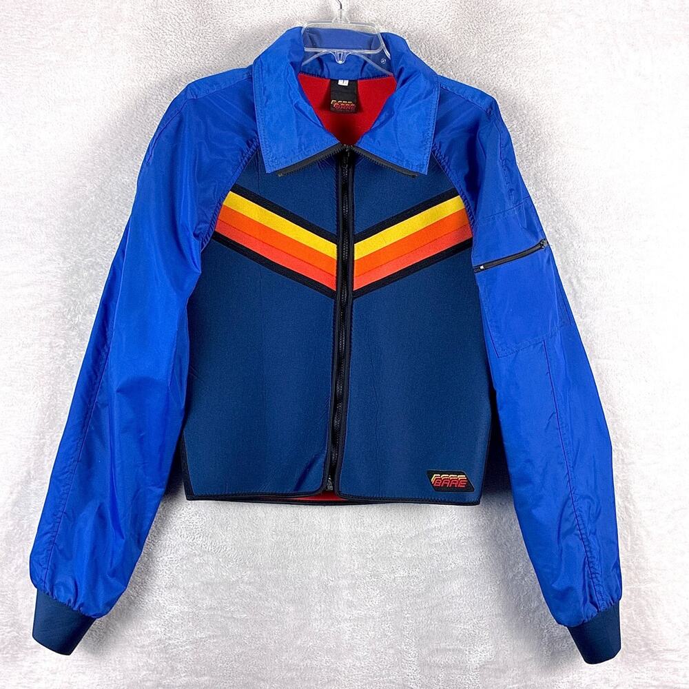 VTG Bare Exowear Mens L Blue Neoprene Water Ski Jacket Summer Preppy Lake Beach